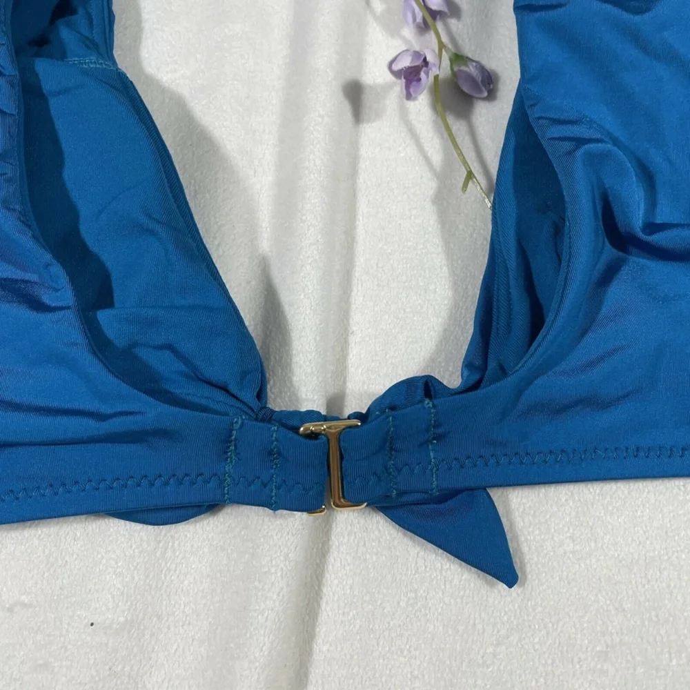 NWT Trina Turk Getaway Front Knot Bikini Top in Dark‎ Teal [size 8 ]